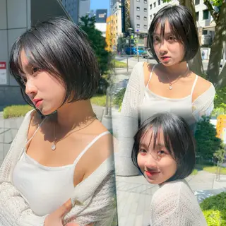 ショート カラー 顔周りレイヤー/ボブ 銀座✨中野まさひろのヘアスタイル