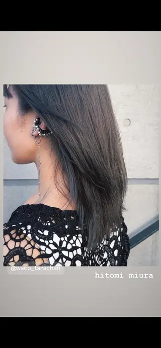 セミロング カラー 三浦 仁美のヘアスタイル