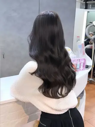 ロング ブリーチなしピンク 縮毛艶髪矯正/吉村のヘアスタイル