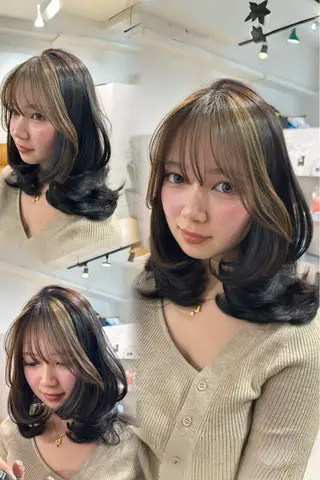 ミディアム 足立 采弥のヘアスタイル