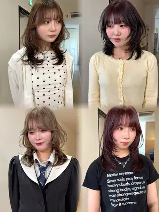 ミディアム カラー mizuki/ピンク ベージュ.レイヤーのヘアスタイル