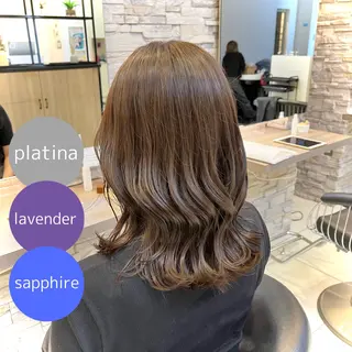 ミディアム カラー 透明感カラー/ くびれヘア/館岡俊平のヘアスタイル