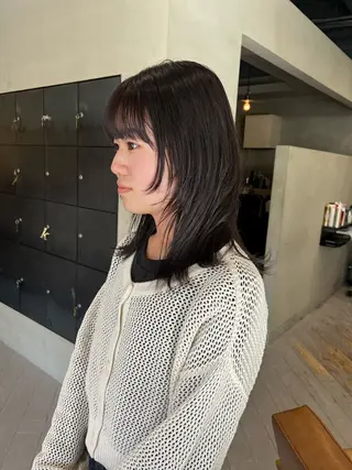 ミディアム カラー なな/ICI/レイヤ ーパーマ/ボブのヘアスタイル