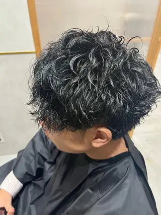 パーマ メンズ ハイライト 透明感カラー松本のヘアスタイル