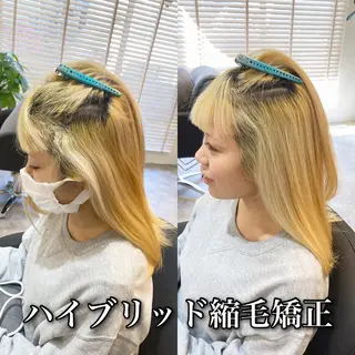 セミロング カラー パーマ ブリーチ縮毛矯正/ デサキ ショウヘイのヘアスタイル