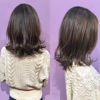 ミディアム カラー パーマ 細川 亮のヘアスタイル