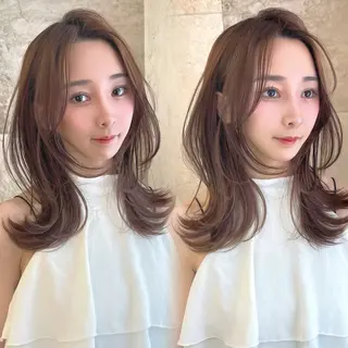 ミディアム カラー 荻野 峻輔/レイヤー /透明感カラーのヘアスタイル