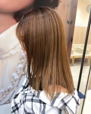 セミロング パーマ 丸みショートボブ/ タッセルボブ 吉野のヘアスタイル