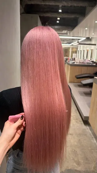 ロング るかハイトーンピンク カラー/プルエクステのヘアスタイル