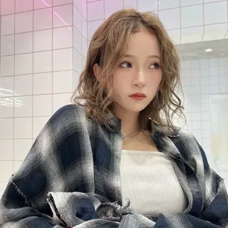 ミディアム 色気レイヤースタイル 洒落色気ヘアマサトのヘアスタイル