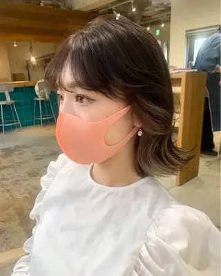 ミディアム カラー パーマ美容師 hanaのヘアスタイル