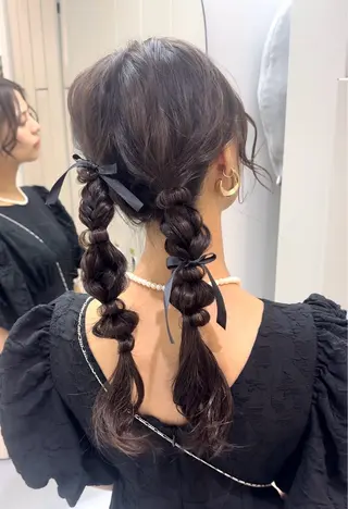 ヘアアレンジ 韓国ヘア♡ 顔まわりカットayaのヘアスタイル