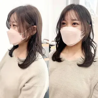 セミロング カラー パーマ ヘアアレンジ メンズ キッズ ネイル マツエク・マツパ アイブロウ レイヤーカット 🌿透け感カラーのヘアスタイル