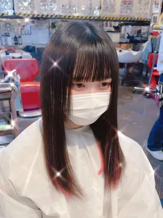 ミディアム カラー ヘアアレンジ 🌈派手髪エクステ ブレイズ🌈ひろとのヘアスタイル