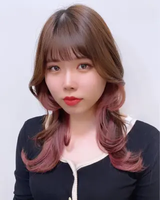 ロング カラー レイヤー・ハッシュ ・ウルフカット/川崎のヘアスタイル