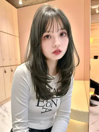 セミロング パーマ ヘアアレンジ 大宮‎🩵縮毛矯正 レイヤー　佐藤和のヘアスタイル