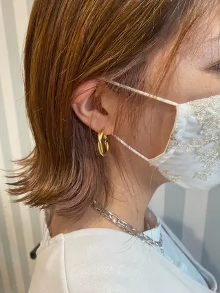 ショート カラー 小顔レイヤー/ ベージュ🤍Rieのヘアスタイル