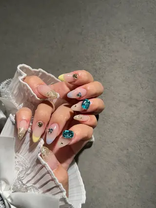 ネイル I-nailロング /ワンホン/キラキラのネイルデザイン