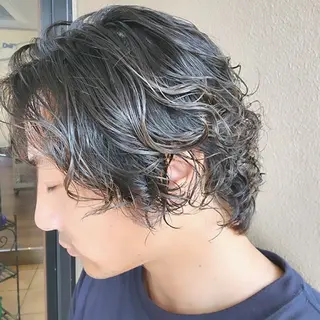 ミディアム パーマ メンズ 柏 康孝のヘアスタイル