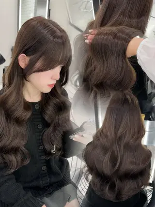 ロング カラー ブリーチなしヘーゼル 🤎透明感カラー 唯のヘアスタイル