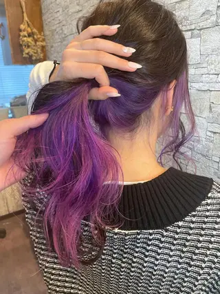 カラー セミロング 派手髪/ハイトーン/ エクステ✨ユウキのヘアスタイル