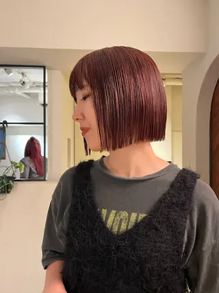 ショート カラー 加藤好/ボブ /レイヤー/暖色🧡のヘアスタイル
