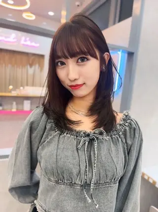 ミディアム カラー ヘアアレンジ 天神/ブリーチ/ ブリーチなしカラーのヘアスタイル