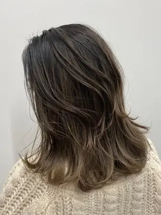 セミロング カラー パーマ ✨髪質改善✨山口 ✨矯正　カラー✨のヘアスタイル