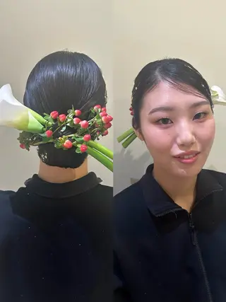 ミディアム ヘアアレンジ ボウ🪞ヘアセット /メイク/マツパのマツエク・マツパデザイン
