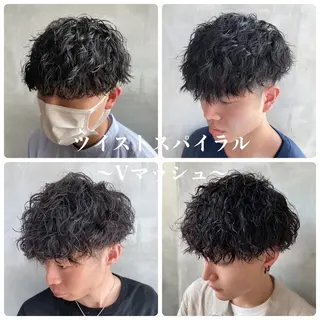 ショート カラー パーマ メンズ 波巻きスパイラルパー マ/シャドウパーマ駿のヘアスタイル