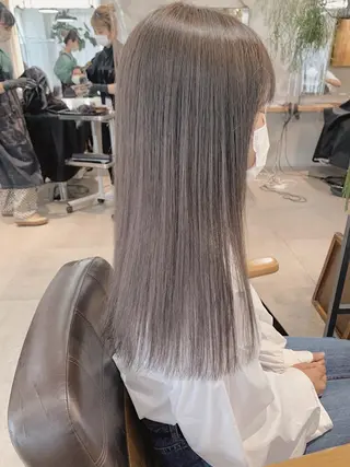 ロング カラー ネイル ハイトーンボブ 前田 表参道 グレージュのヘアスタイル