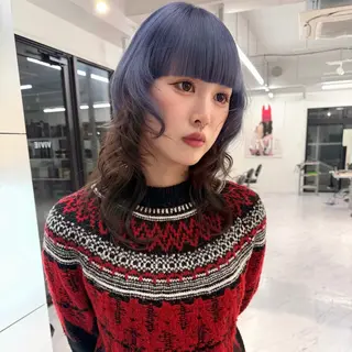 ミディアム カラー TATSUブリーチ/ ミルクティーベージュのヘアスタイル