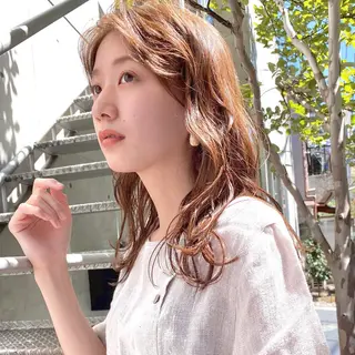 セミロング カラー パーマ ヘアアレンジ 【ダメージレス施術】 【透明感】北村 拓也のヘアスタイル