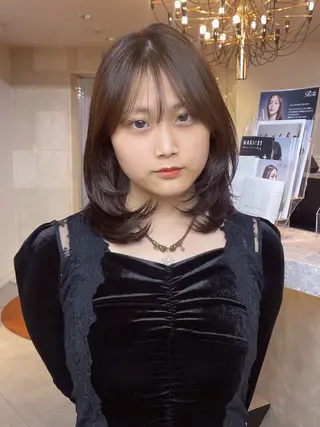 ミディアム カラー りん 🎀韓国スタイルのヘアスタイル