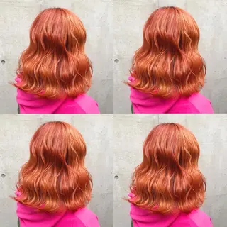 ミディアム カラー ヘアアレンジ TAKUMAブリーチ /切りっぱなし🪽のヘアスタイル
