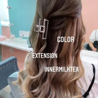 ロング カラー エクステ🩵ブリーチ 韓国ヘア🩵KAEのヘアスタイル