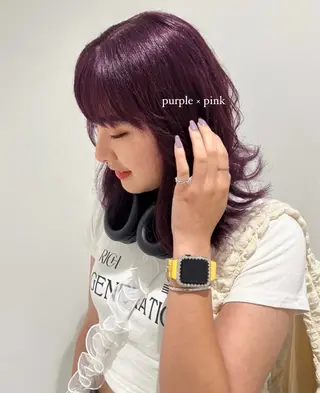 ミディアム カラー 💗暖色/ブリーチ/ レイヤー/横浜/メイのヘアスタイル