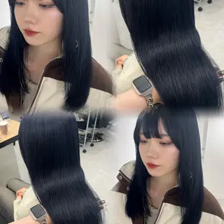 ロング カラー 暗髪🩶ラベンダー/ ブルー/ユウナ🤍のヘアスタイル