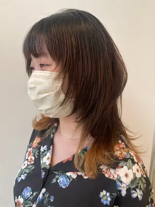 セミロング 小顔レイヤー/ ベージュ🤍Rieのヘアスタイル