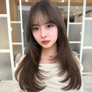 セミロング カラー 似合わせレイヤー/ 透明感カラーのヘアスタイル