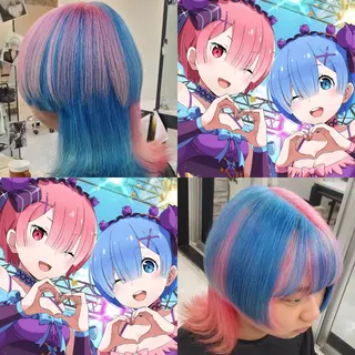 セミロング カラー 派手髪/ハイトーン/ エクステ✨ユウキのヘアスタイル