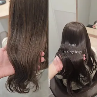 セミロング カラー 縮毛矯正をしている人 のためのカラーのヘアスタイル