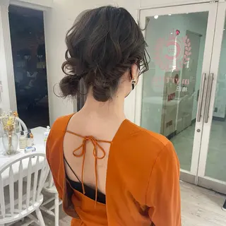 ミディアム カラー ヘアアレンジ ヘアアレンジ/ 暖色🩵hazukiのヘアスタイル