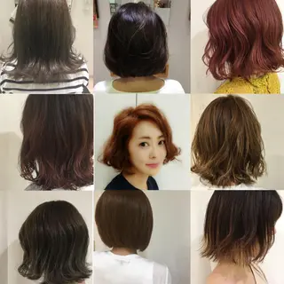 ミディアム カラー パーマ ヘアアレンジ きむえり/髪質改善 /うねり広がり改善のヘアスタイル