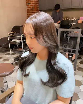 ロング カラー ヘアアレンジ 酸性縮毛矯正🧴韓国 レイヤー/髪質改善のヘアスタイル