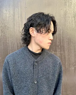 ミディアム パーマ メンズ 平内 賢人のヘアスタイル