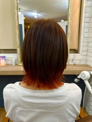 ミディアム カラー hum立川 水野由香のヘアスタイル