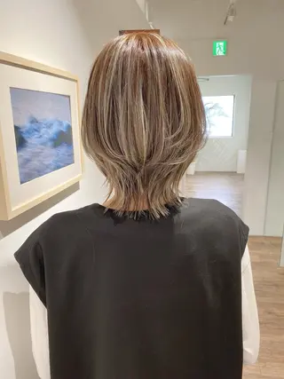 ミディアム カラー ハイライト⭐️上野 高広のヘアスタイル