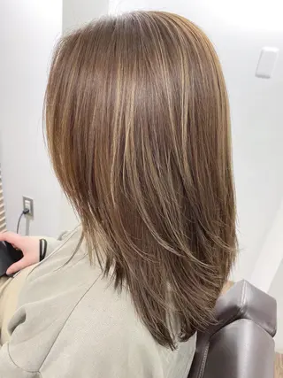 セミロング カラー ハイライト⭐️上野 高広のヘアスタイル
