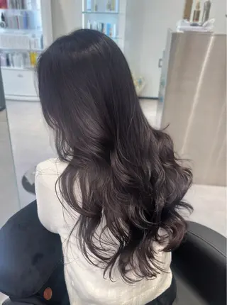 ロング カラー パーマ 心斎橋/ブリーチなし 髪質改善/レイヤーのヘアスタイル